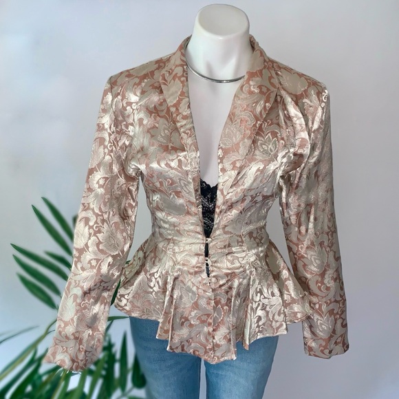 v i n t a g e :: Glam 2pcs Brocade Bombshell Pencil Skirt Peplum Blazer - Picture 2 of 16